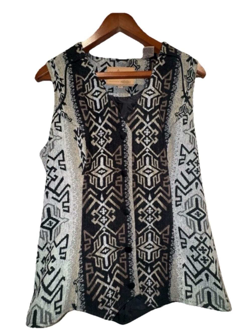 Vintage Powder River Outfitters Southwestern Aztec Tapestry Vest Wool Blend M - Picture 4 of 8